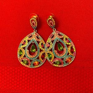 Multicolor statement earrings.